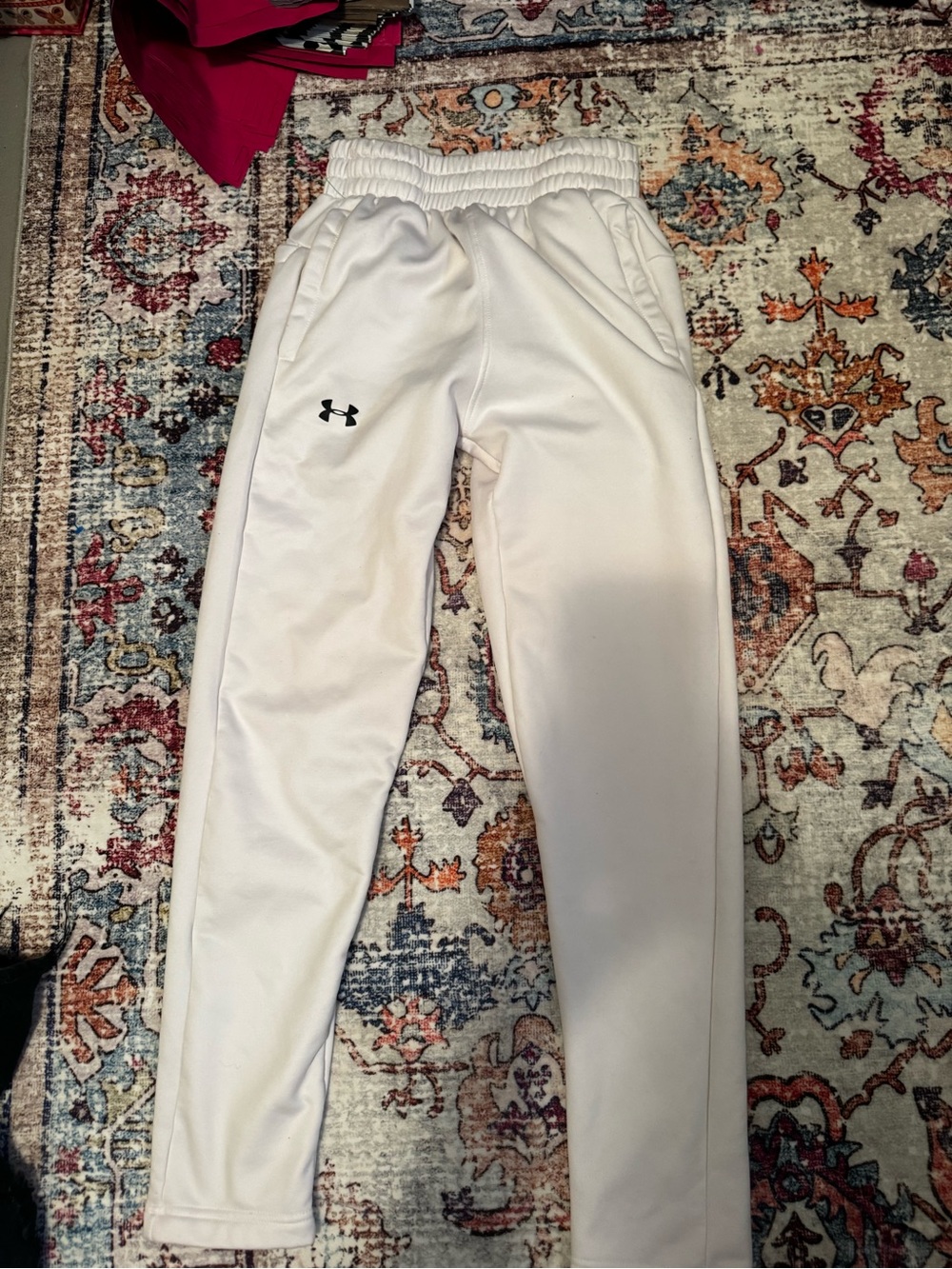Under Armour White sweatpants with Black Logo